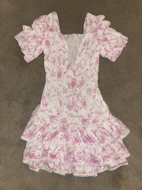 Floral Pink Mini Dress with Ruffled Tiers